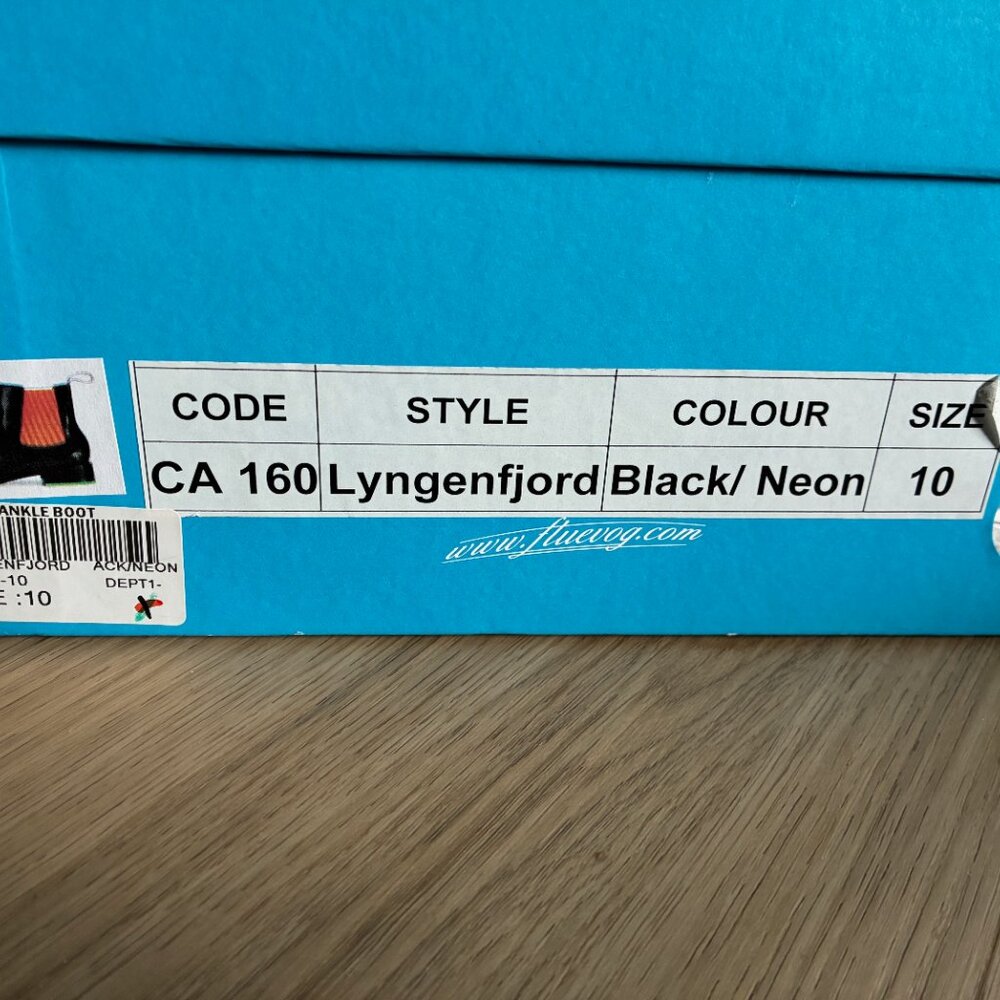 John Fluevog - Lyngenfjord Pointed-Toe Chelsea Boots, Black/Neon - Picture 6 of 6